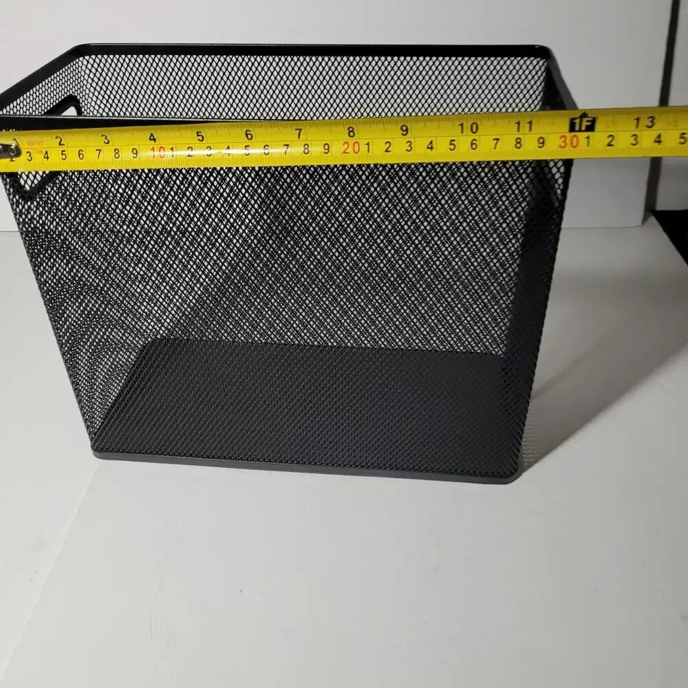 Black Metal Mesh Storage Basket with Handles - 10x12x6